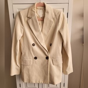 H&M Cream Corduroy Double Breasted Blazer